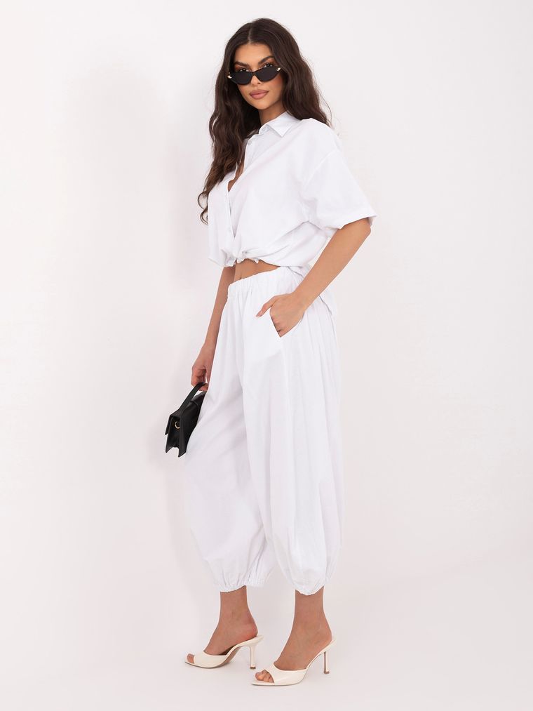 Spodnie materiałowe damskie, białe, Italy Moda