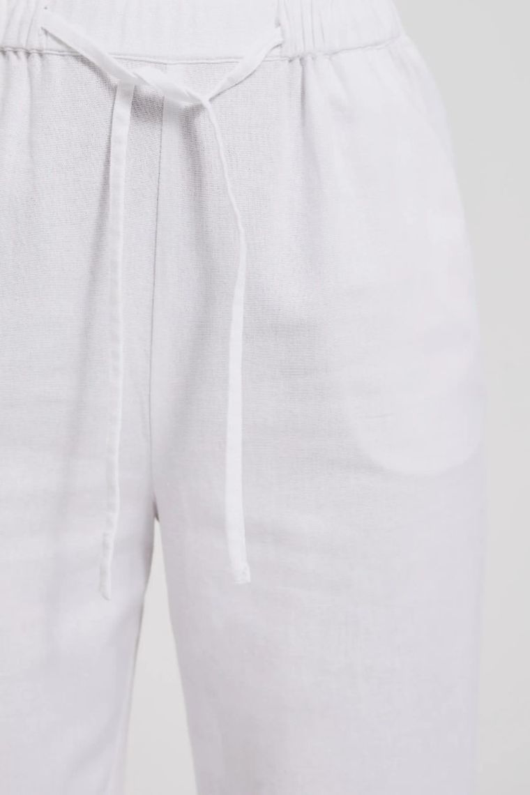 Spodnie materiałowe damskie, białe, Moodo