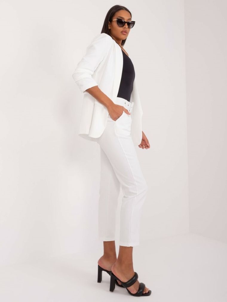 Spodnie materiałowe damskie, białe, Och Bella