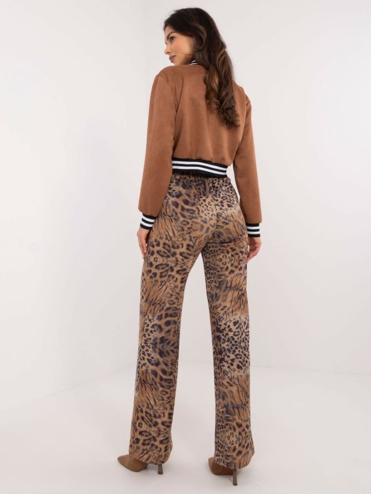 Spodnie materiałowe damskie, brązowe, Lakerta