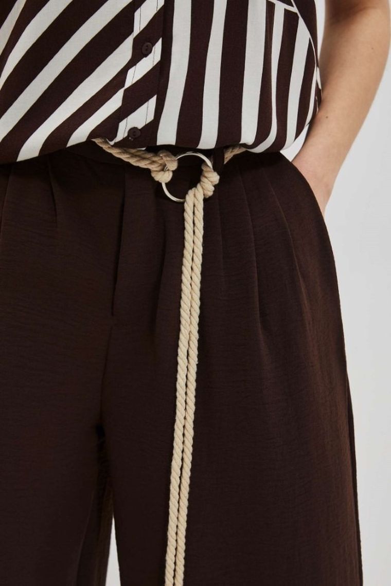 Spodnie materiałowe damskie, brązowe, Moodo