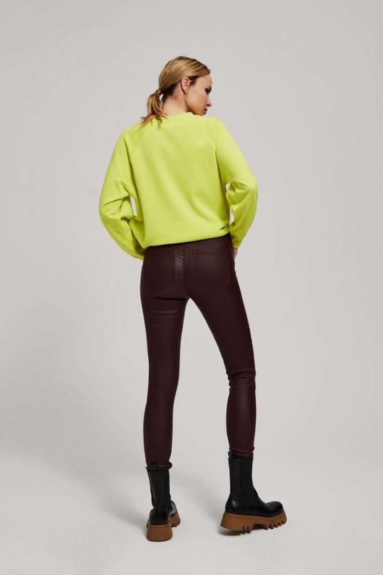 Spodnie materiałowe damskie, brązowe, Moodo