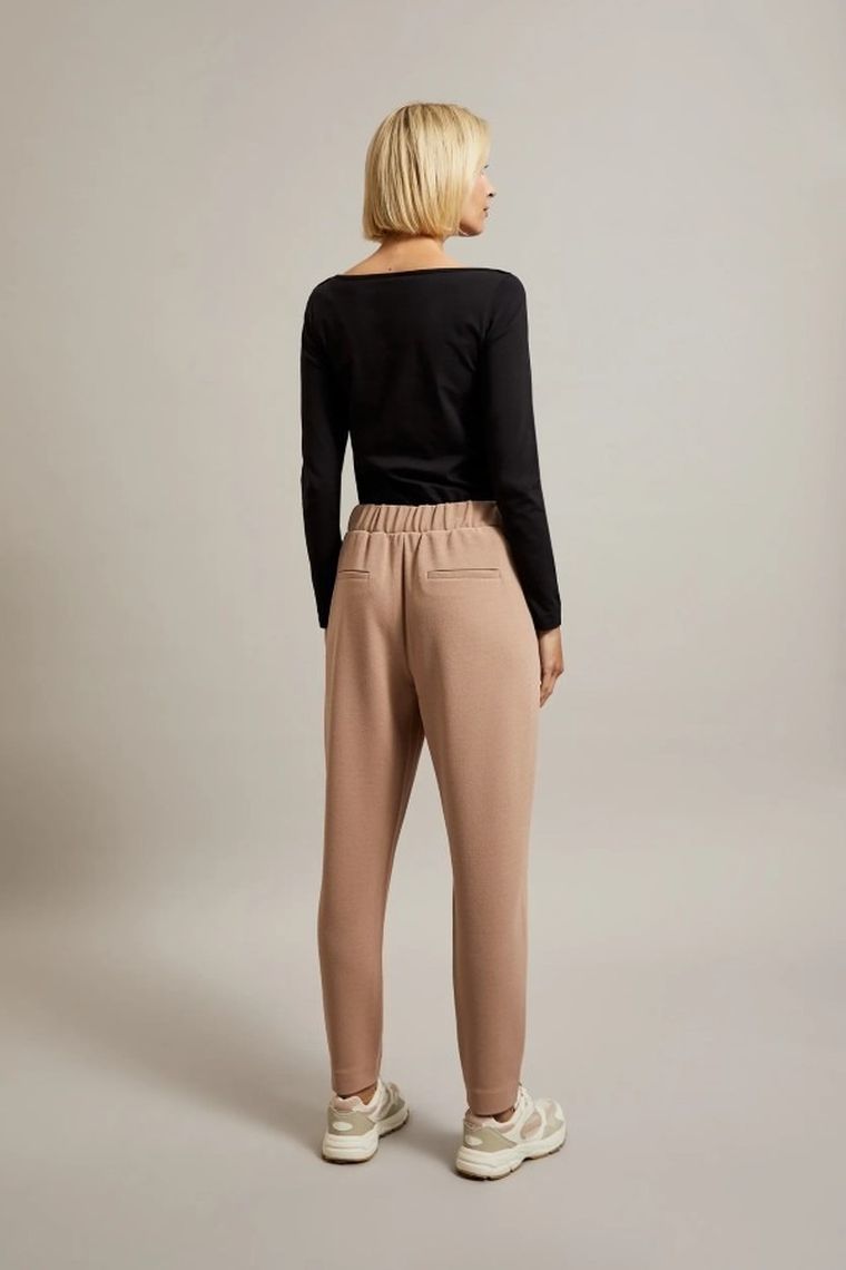 Spodnie materiałowe damskie, brązowe, Moodo