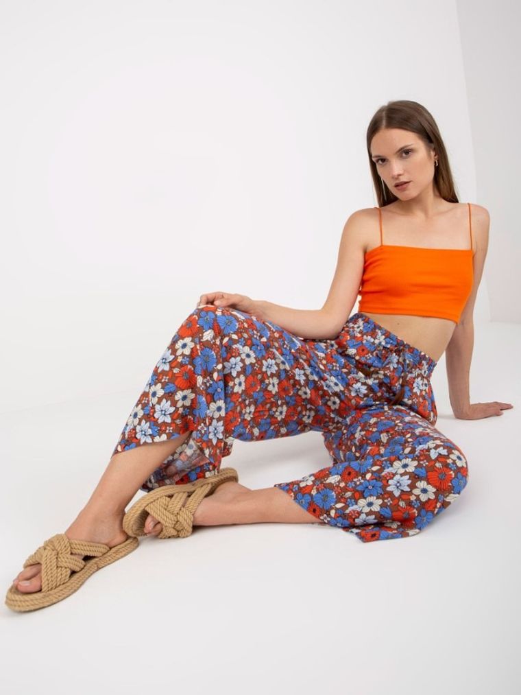 Spodnie materiałowe damskie, brązowe, Sublevel