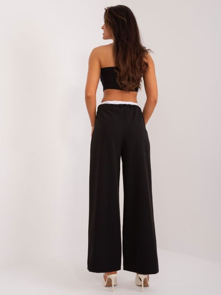 Spodnie materiałowe damskie, czarne, Italy Moda