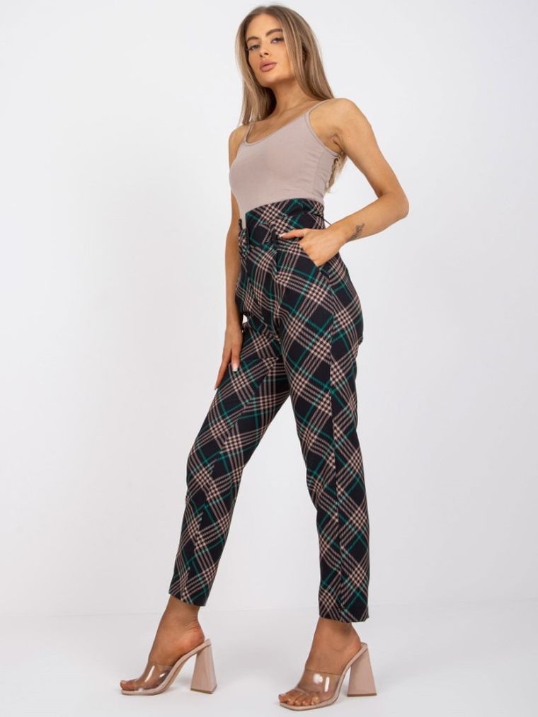 Spodnie materiałowe damskie, czarne, Italy Moda