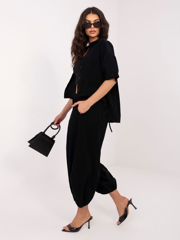 Spodnie materiałowe damskie, czarne, Italy Moda
