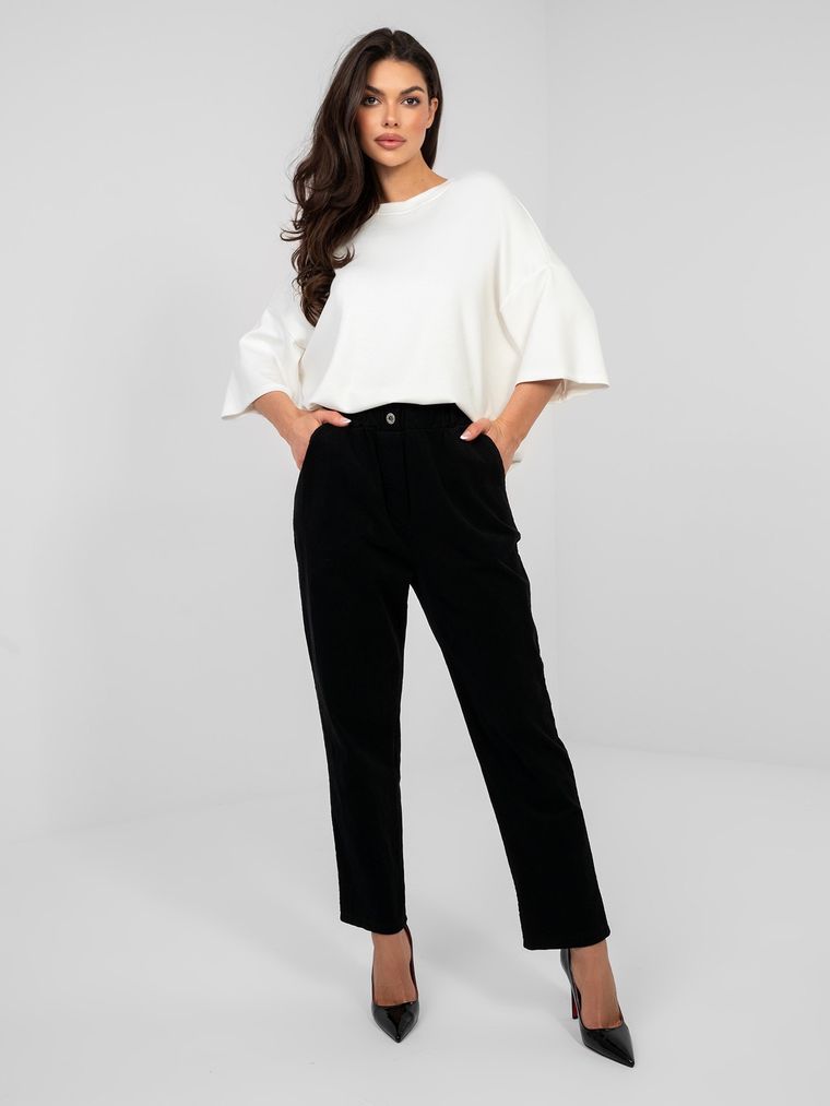 Spodnie materiałowe damskie, czarne, Italy Moda