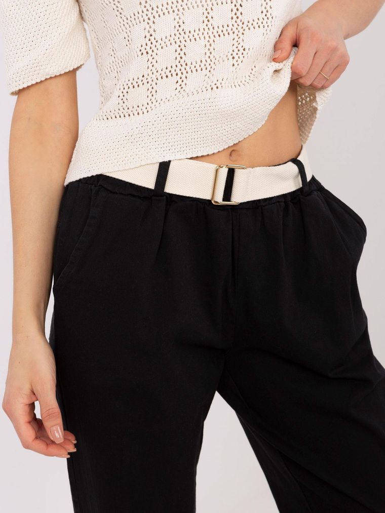 Spodnie materiałowe damskie, czarne, Italy Moda