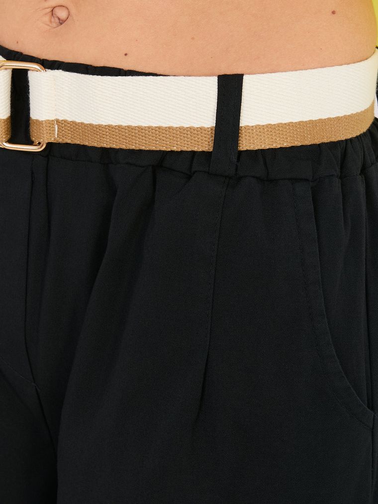 Spodnie materiałowe damskie, czarne, Italy Moda