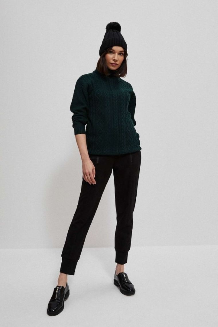 Spodnie materiałowe damskie, czarne, Moodo