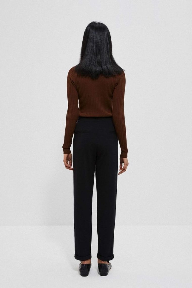 Spodnie materiałowe damskie, czarne, Moodo