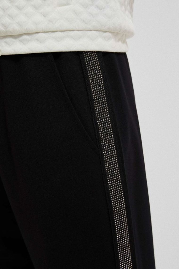 Spodnie materiałowe damskie, czarne, Moodo