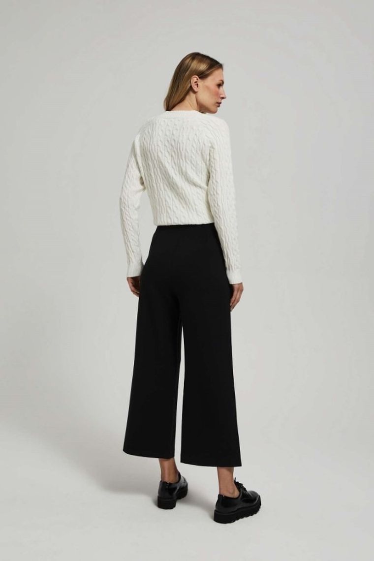 Spodnie materiałowe damskie, czarne, Moodo