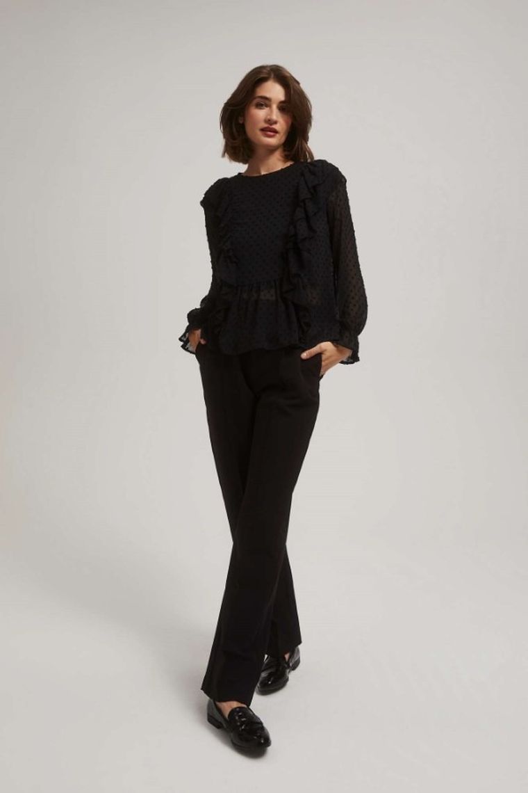 Spodnie materiałowe damskie, czarne, Moodo