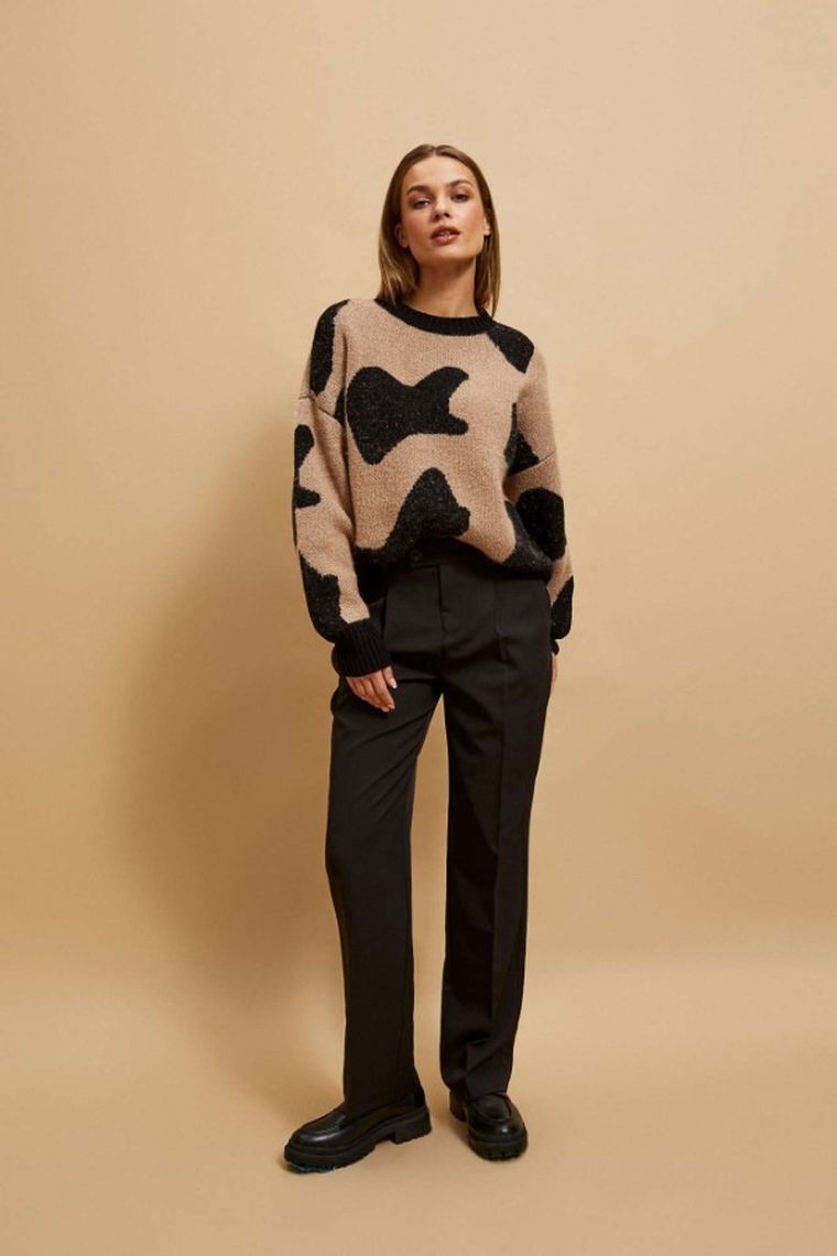 Spodnie materiałowe damskie, czarne, Moodo