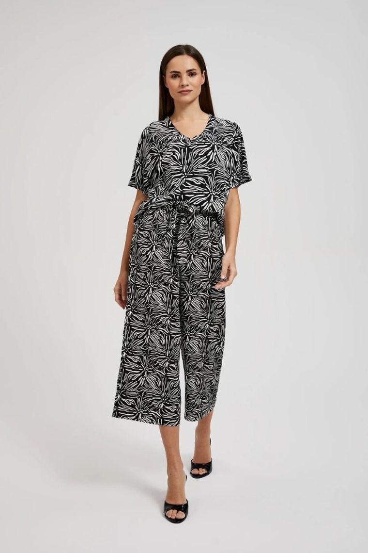 Spodnie materiałowe damskie, czarne, Moodo