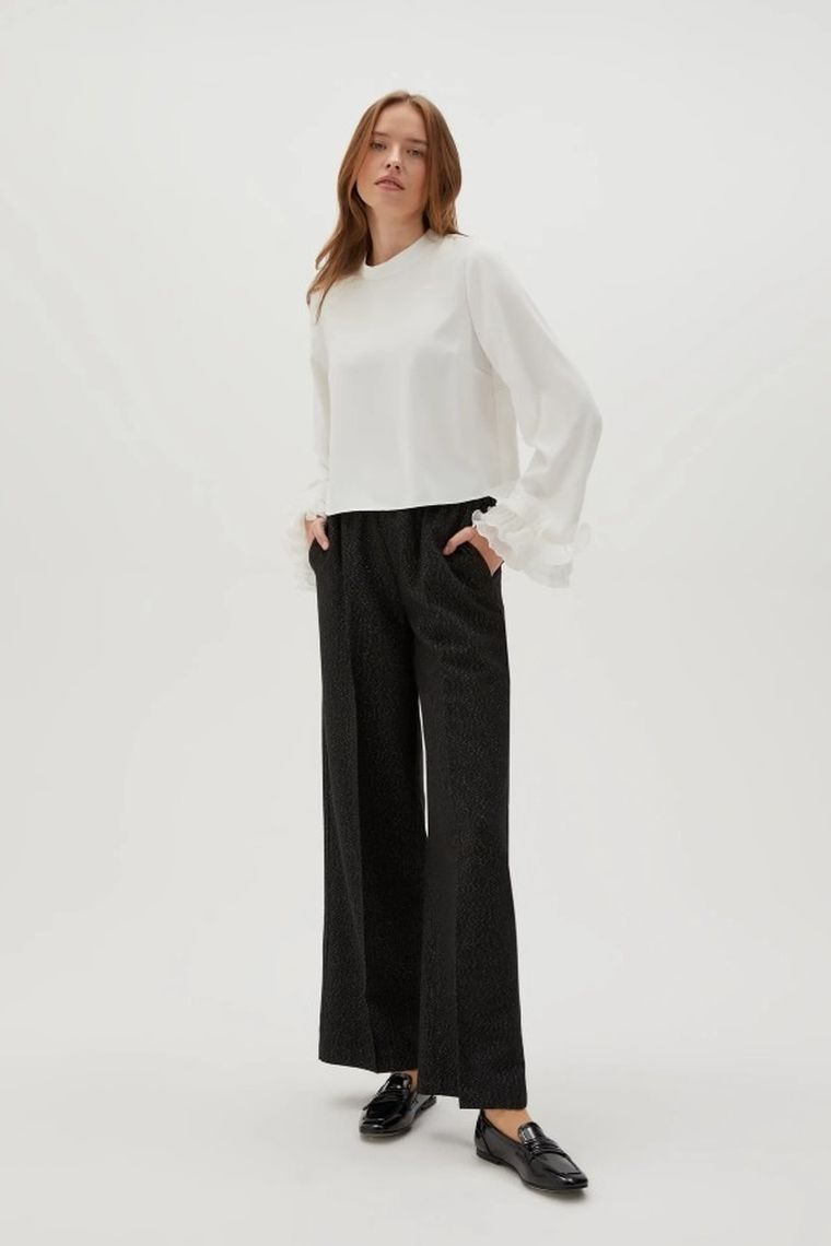 Spodnie materiałowe damskie, czarne, Moodo