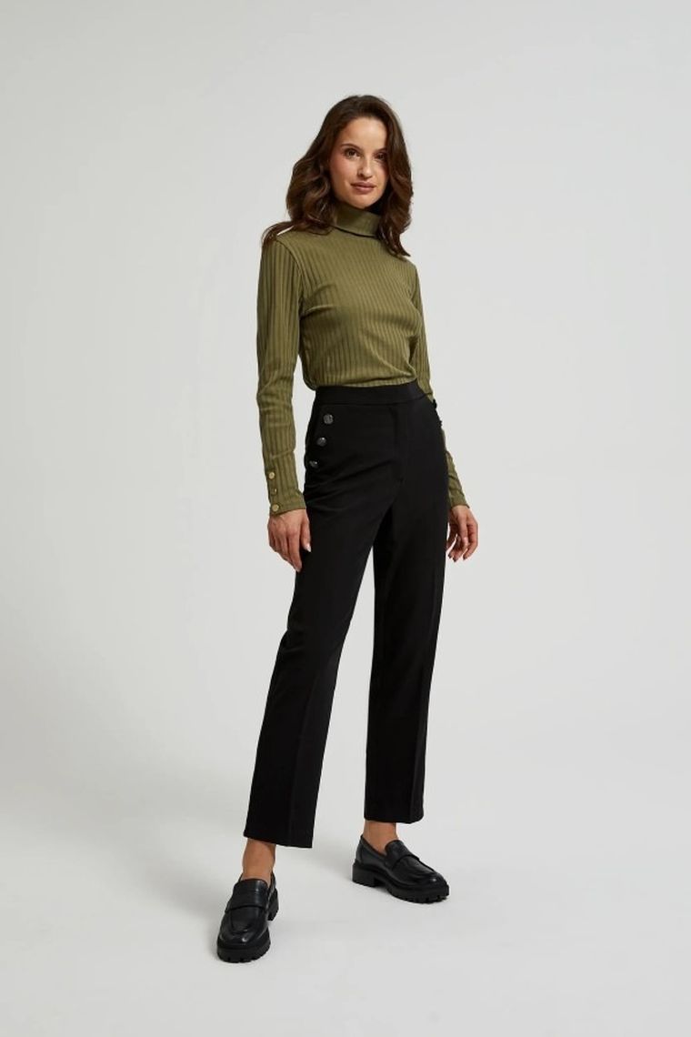 Spodnie materiałowe damskie, czarne, Moodo