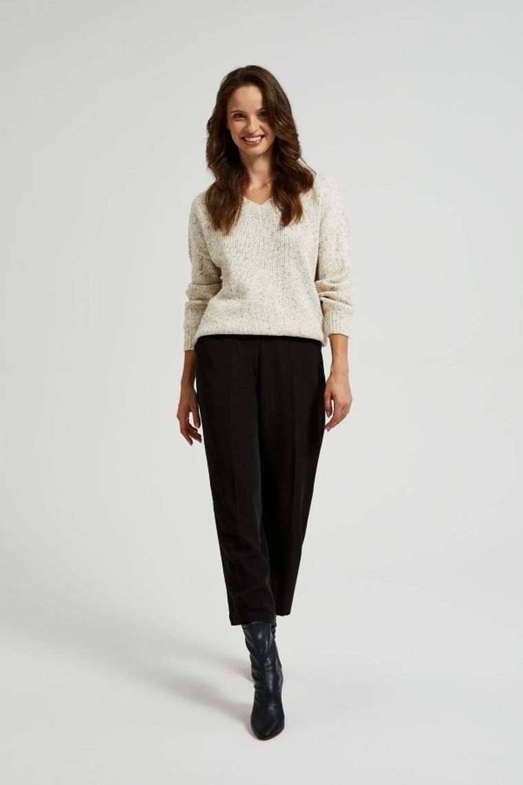 Spodnie materiałowe damskie, czarne, Moodo