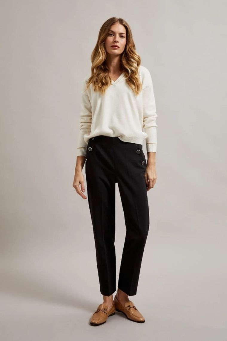 Spodnie materiałowe damskie, czarne, Moodo