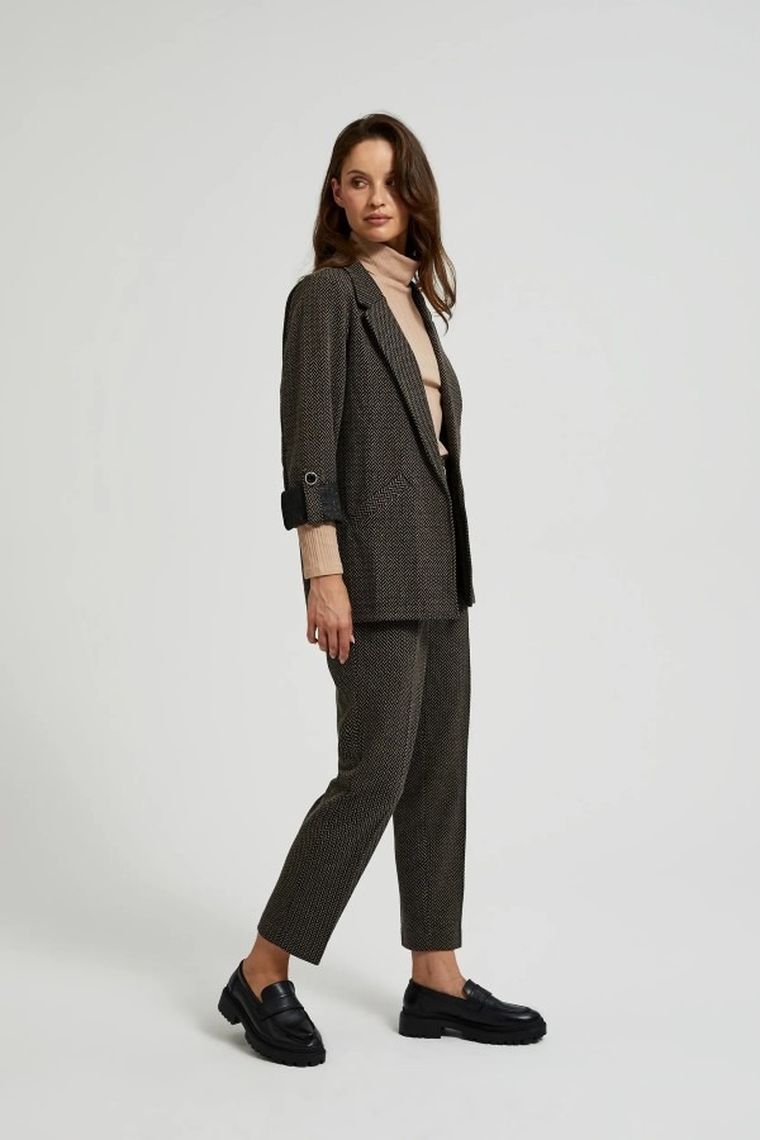 Spodnie materiałowe damskie, czarne, Moodo