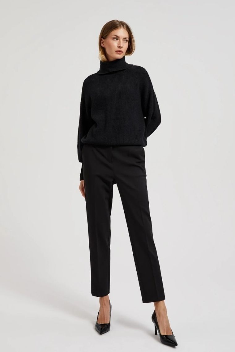 Spodnie materiałowe damskie, czarne, Moodo