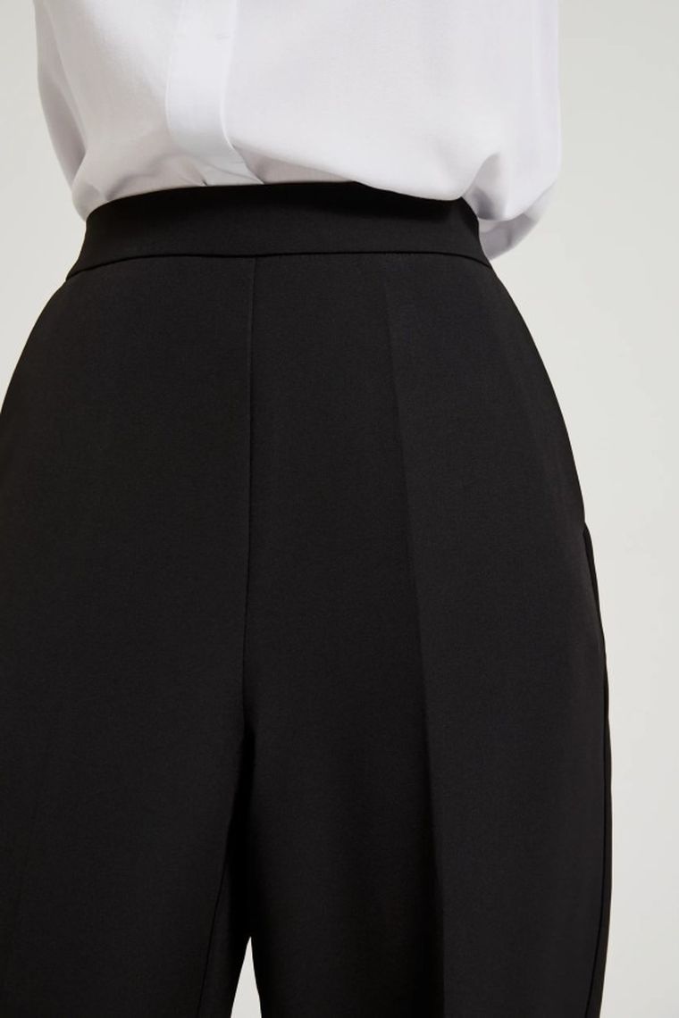 Spodnie materiałowe damskie, czarne, Moodo