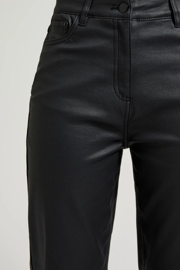 Spodnie materiałowe damskie, czarne, Moodo