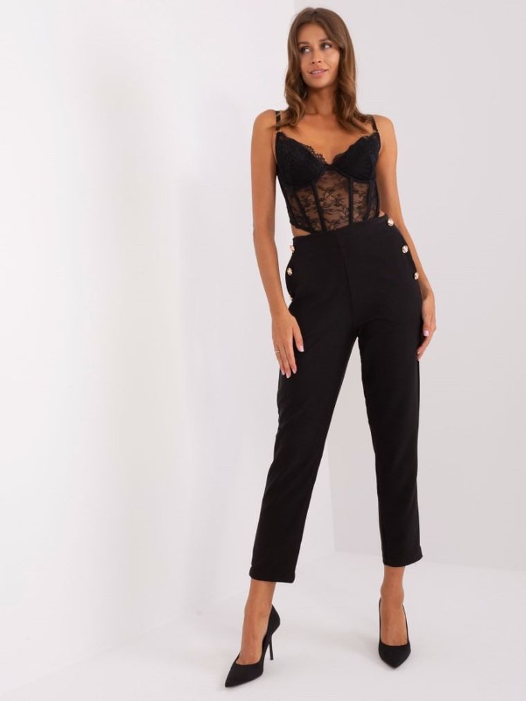 Spodnie materiałowe damskie, czarne, Och Bella