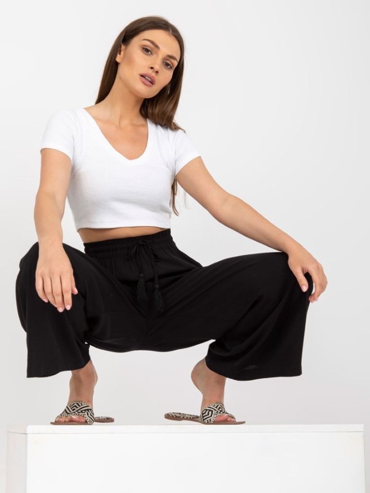 Spodnie materiałowe damskie, czarne, Sublevel