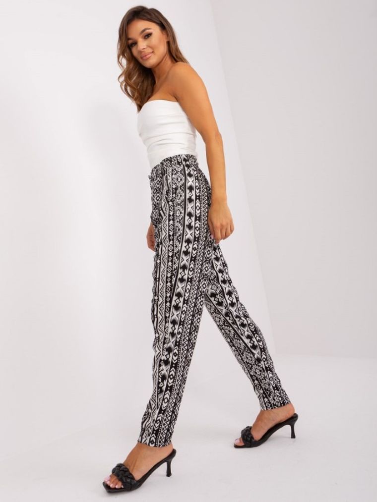 Spodnie materiałowe damskie, czarno-białe, Sublevel