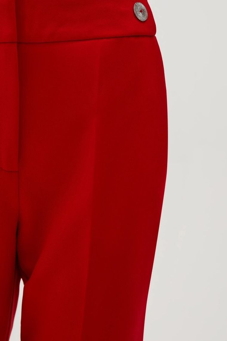 Spodnie materiałowe damskie, czerwone, Moodo