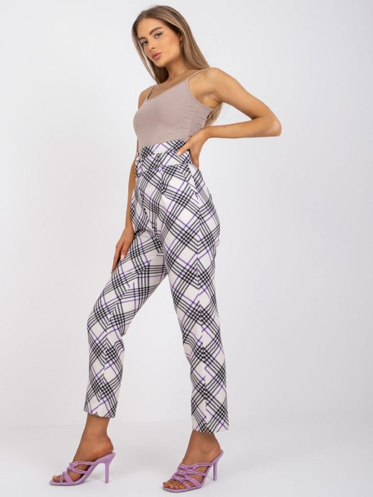 Spodnie materiałowe damskie, ecru, Italy Moda