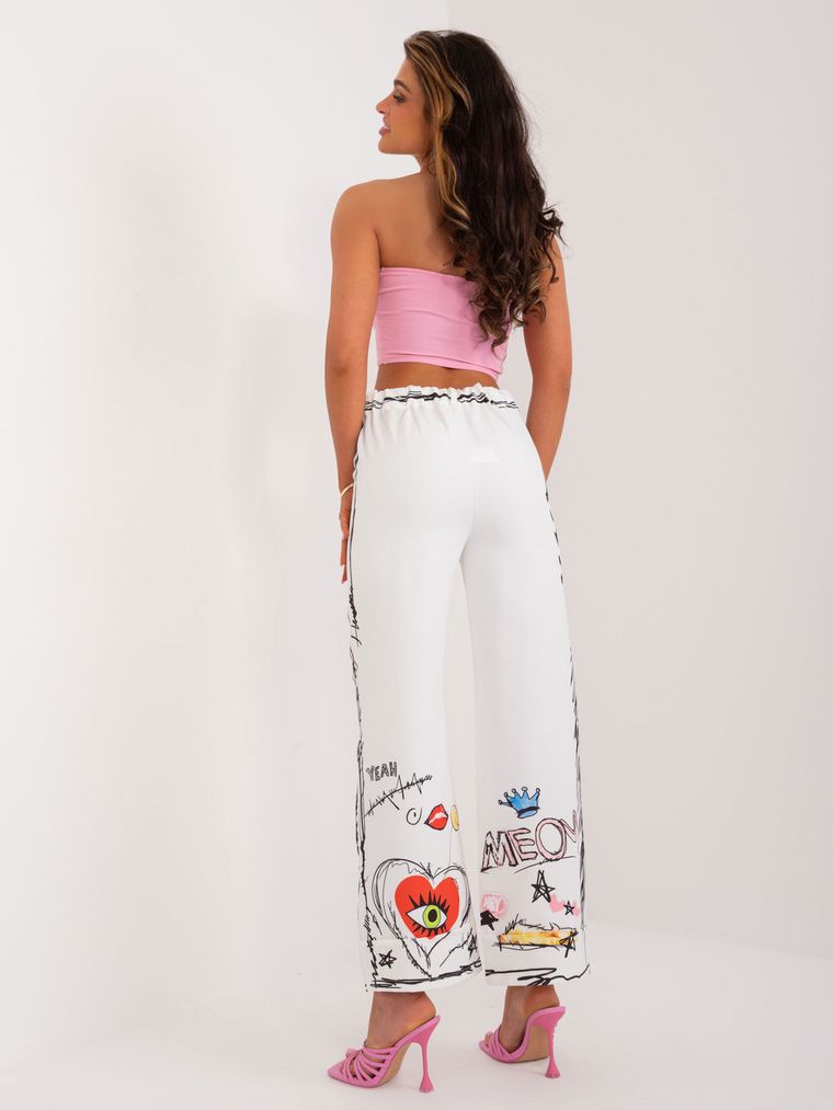 Spodnie materiałowe damskie, ecru, Italy Moda