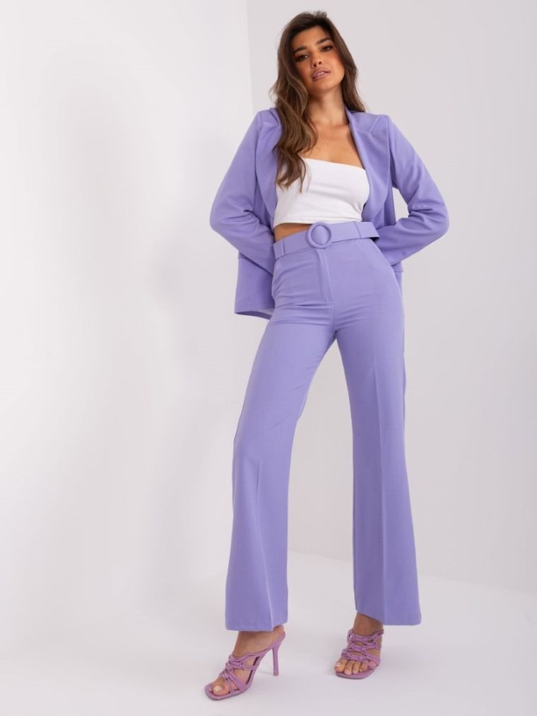 Spodnie materiałowe damskie, fioletowe, Italy Moda