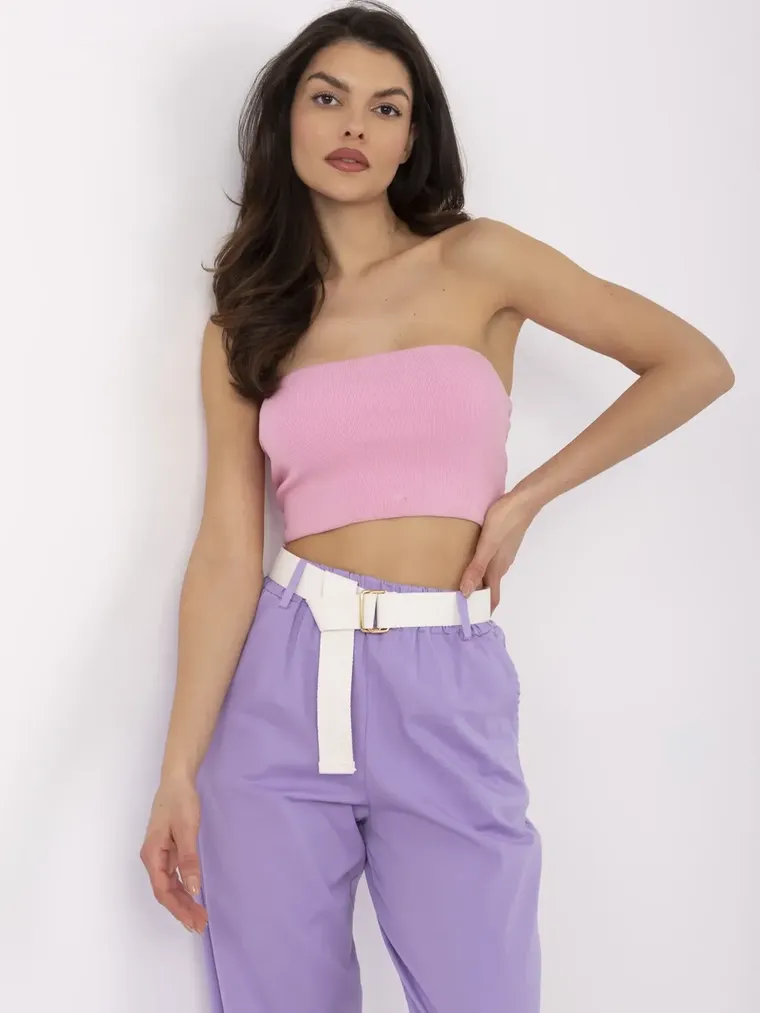 Spodnie materiałowe damskie, fioletowe, Italy Moda