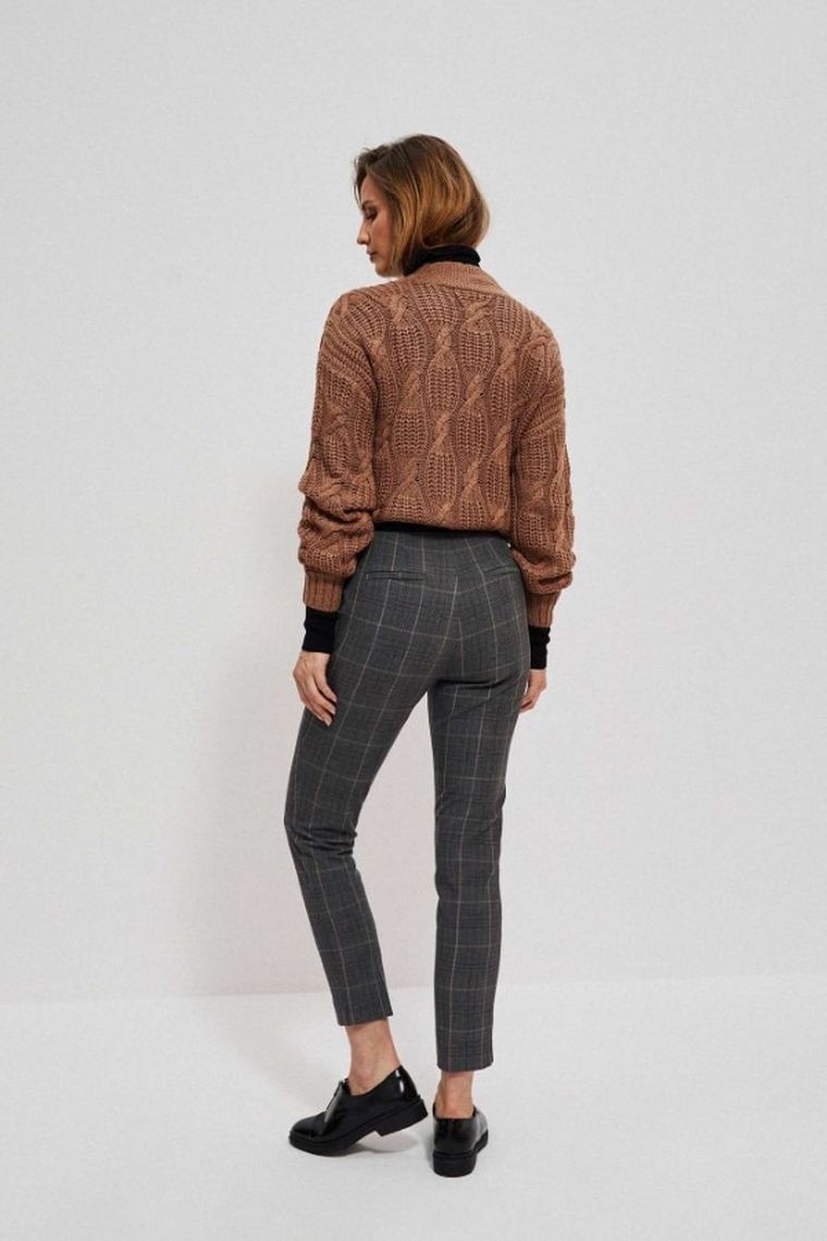 Spodnie materiałowe damskie, grafitowe, Moodo