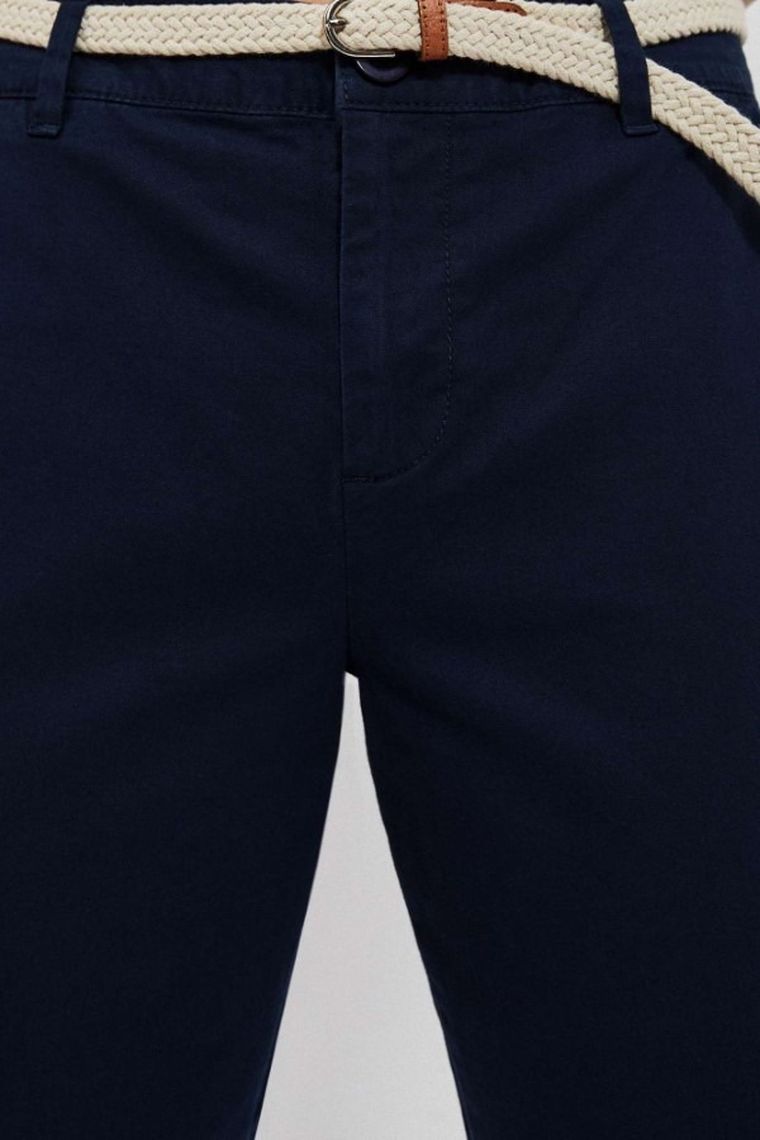 Spodnie materiałowe damskie, granatowe, Moodo