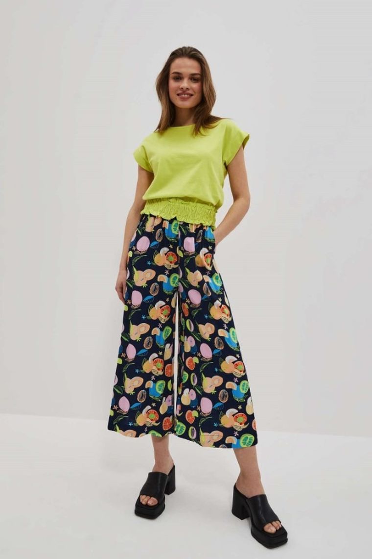 Spodnie materiałowe damskie, granatowe, Moodo