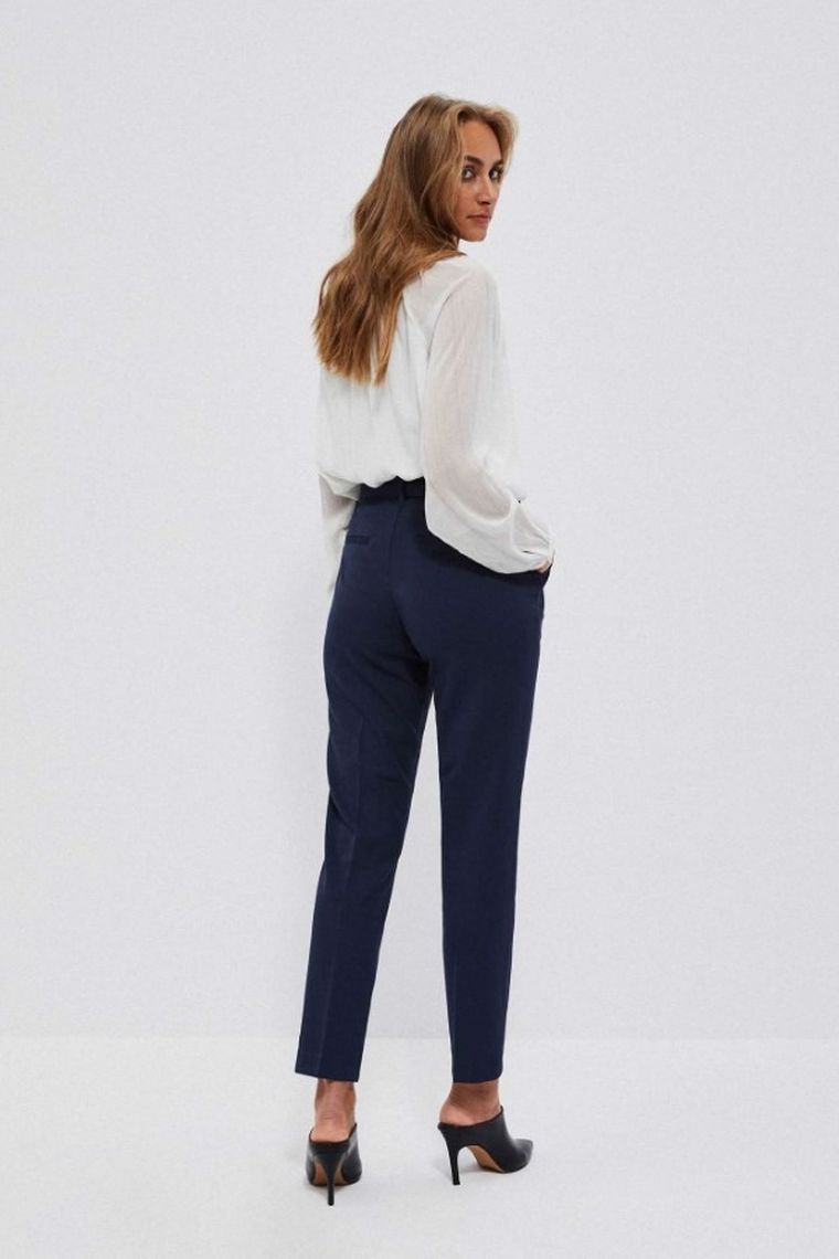 Spodnie materiałowe damskie, granatowe, Moodo