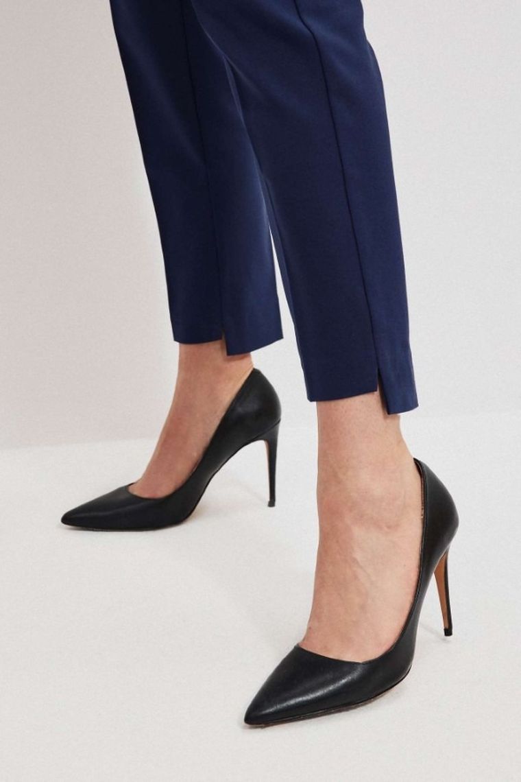 Spodnie materiałowe damskie, granatowe, Moodo