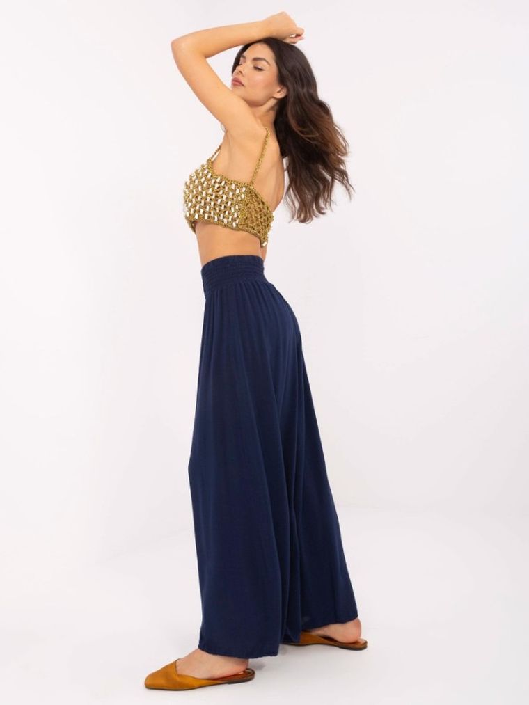 Spodnie materiałowe damskie, granatowe, Och Bella