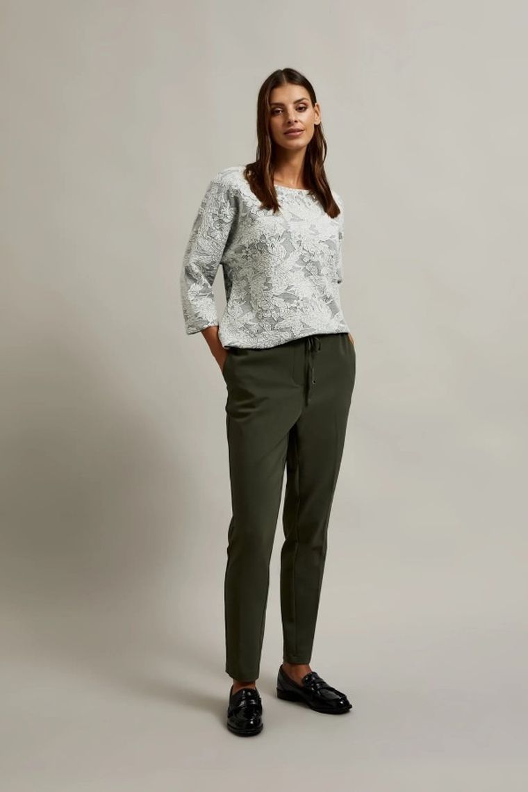 Spodnie materiałowe damskie, khaki, Moodo