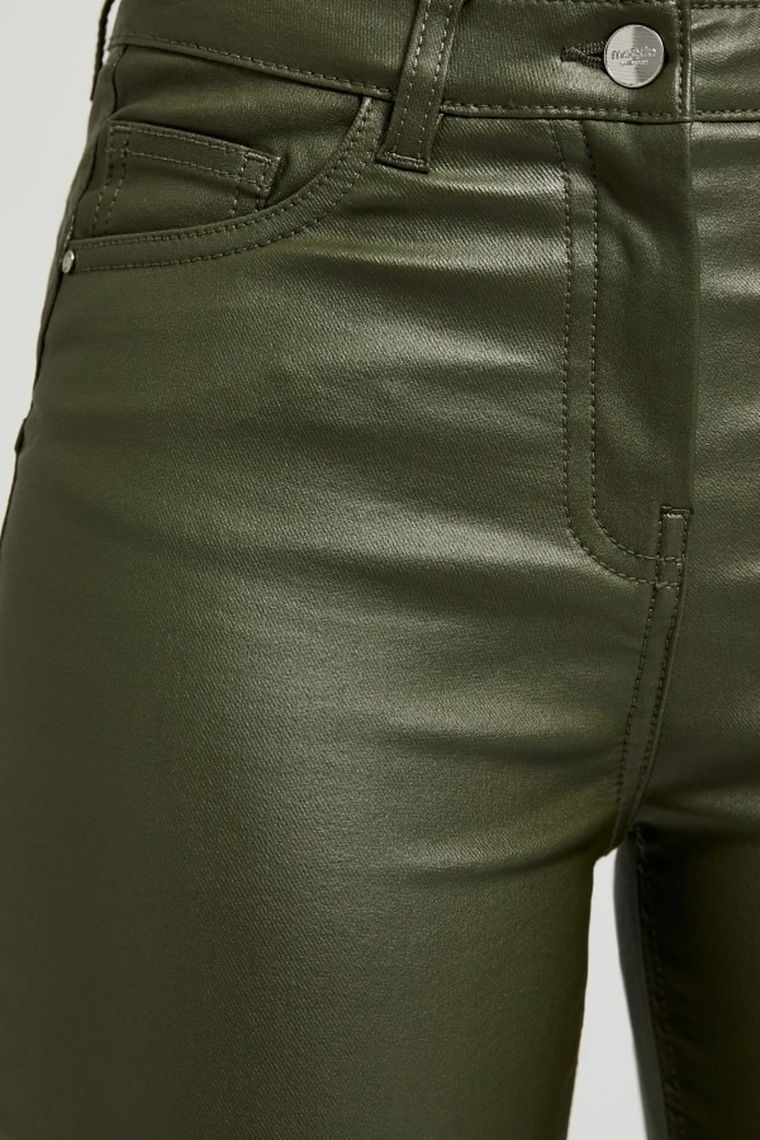 Spodnie materiałowe damskie, khaki, Moodo