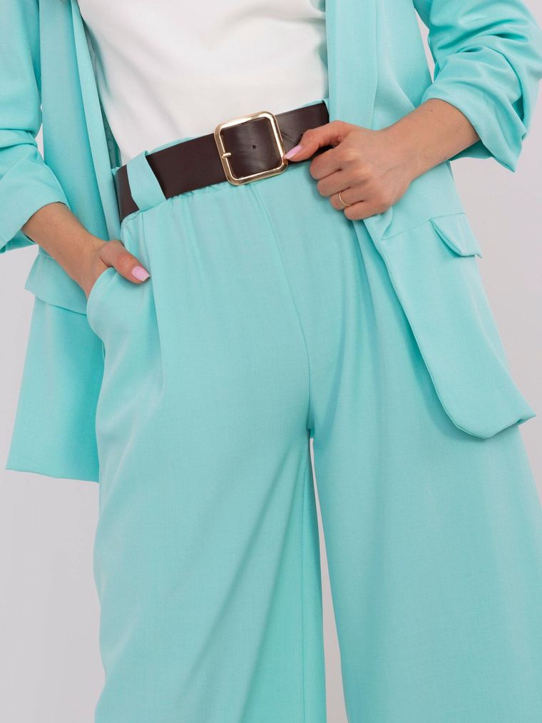 Spodnie materiałowe damskie, miętowe, Italy Moda