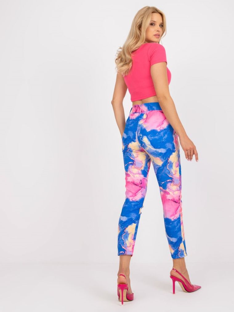 Spodnie materiałowe damskie, niebieskie, Italy Moda