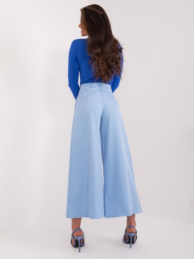 Spodnie materiałowe damskie, niebieskie, Italy Moda