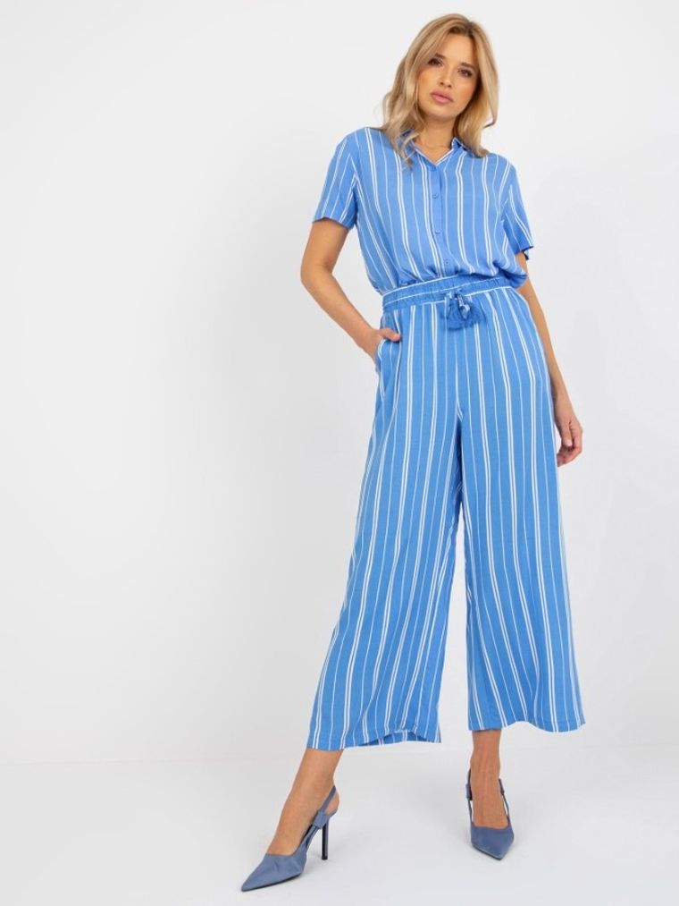 Spodnie materiałowe damskie, niebieskie, Sublevel