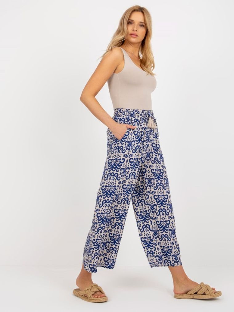 Spodnie materiałowe damskie, niebieskie, Sublevel